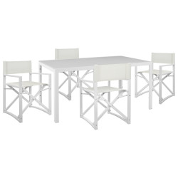 Σετ τραπεζαριασ 5τμχ dupre hm21021 καρεκλεσ αλουμ. & μεταλ.τραπεζι 150x90εκ--λευκο **