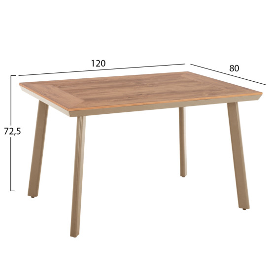 Σετ τραπεζαριασ 5τμχ taber hm10837.03 καρεκλεσ & τραπεζι αλουμ.-polywood--σαμπανι **