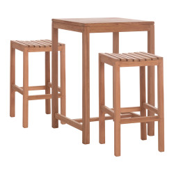 Σετ τραπεζι με 2 σκαμπο μπαρ presscot hm10918 ξυλο teak σε φυσικο χρωμα **