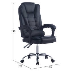 Καρεκλα γραφειου διευθυντικη kyron hm1221.01 μαυρo pu--βαση χρωμιου 65x46x112υεκ **