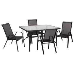 Σετ τραπεζαριασ 5τμχ bruno hm10894.03 μεταλλο & textilene-- μαυρο **