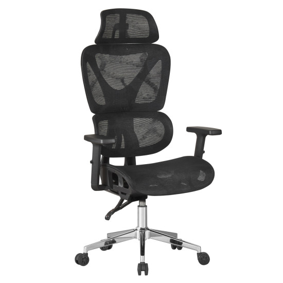 Καρεκλα γραφειου novar hm1217.01 μαυρo mesh--βαση χρωμιου 51x49x129υεκ **