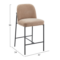 ΣΚΑΜΠΟ ΜΠΑΡ ΜΕΣ.ΥΨΟΥΣ MANIDO HM18427.02 TAUPE ΥΦΑΣΜΑ-ΜΕΤΑΛ.ΜΑΥΡΟΣ ΣΚΕΛΕΤΟΣ 45x55x92Υεκ - 2τεμ **