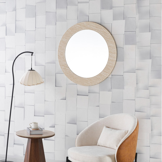 Καθρεπτησ τοιχου fonte hm4880 πλαισιο mdf με pvc σε χρωματισμο τραβερτινασ φ80εκ. **