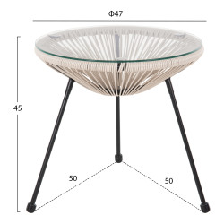 Σετ εξωτερικου χωρου 3τμχ acapulco hm11861.03 p.e.rattan εκρου-μεταλλο σε μαυρο **