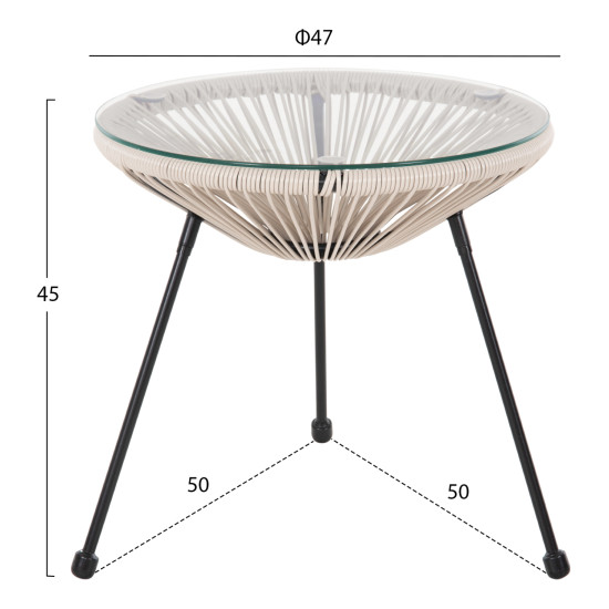 Σετ εξωτερικου χωρου 3τμχ acapulco hm11861.03 p.e.rattan εκρου-μεταλλο σε μαυρο **