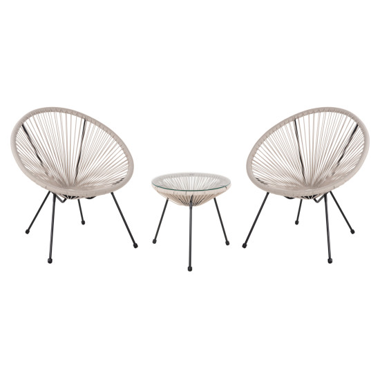 Σετ εξωτερικου χωρου 3τμχ acapulco hm11861.03 p.e.rattan εκρου-μεταλλο σε μαυρο ** Σετ εξωτερικου χωρου 3τμχ acapulco hm11861.03 p.e.rattan εκρου-μεταλλο σε μαυρο **