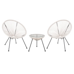 Σετ εξωτερικου χωρου 3τμχ acapulco hm11861.12 p.e.rattan λευκο-μεταλλο σε μαυρο **