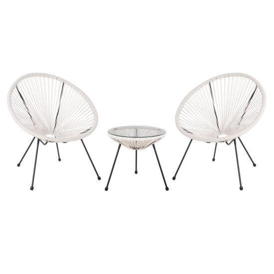 Σετ εξωτερικου χωρου 3τμχ acapulco hm11861.12 p.e.rattan λευκο-μεταλλο σε μαυρο ** Σετ εξωτερικου χωρου 3τμχ acapulco hm11861.12 p.e.rattan λευκο-μεταλλο σε μαυρο **