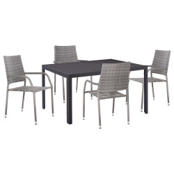 Σετ τραπεζαριασ εξ.χωρου 5τμχ morner hm21008 μεταλλο & wicker σε γκρι **