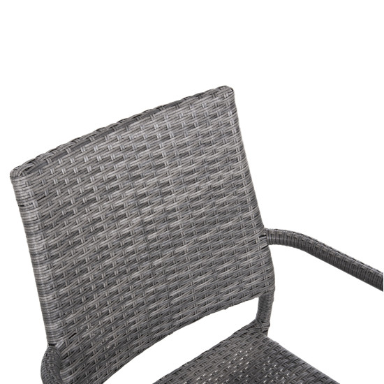 Σετ τραπεζαριασ εξ.χωρου 5τμχ morner hm21008 μεταλλο & wicker σε γκρι **