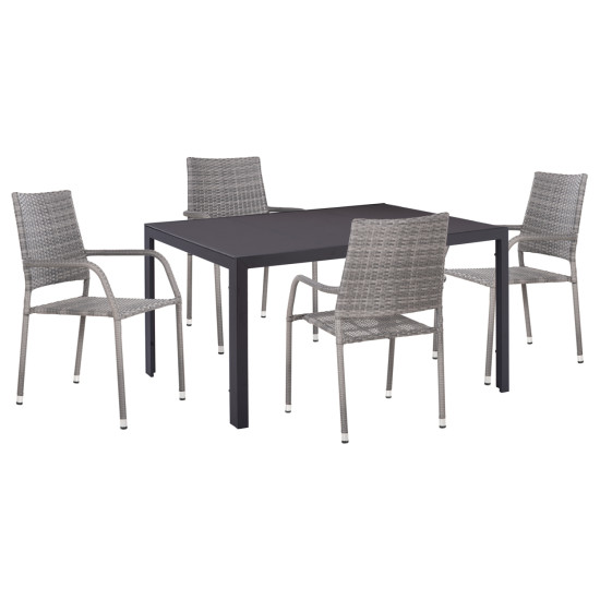 Σετ τραπεζαριασ εξ.χωρου 5τμχ morner hm21008 μεταλλο & wicker σε γκρι **