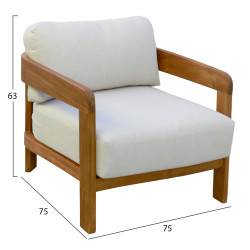 Πολυθρονα lounge εξ.χωρου solara hm6513 ξυλο ακακιασ φυσικο-μαξιλαρια εκρου 75x70x75υεκ ** Πολυθρονα lounge εξ.χωρου solara hm6513 ξυλο ακακιασ φυσικο-μαξιλαρια εκρου 75x70x75υεκ **