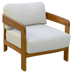 Πολυθρονα lounge εξ.χωρου solara hm6513 ξυλο ακακιασ φυσικο-μαξιλαρια εκρου 75x70x75υεκ **