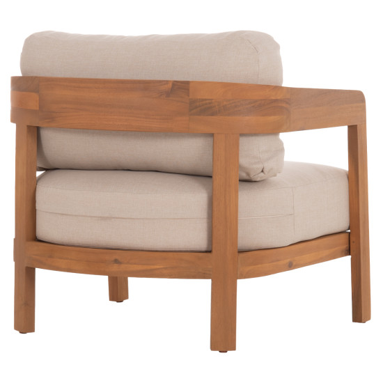 Πολυθρονα lounge εξ.χωρου solara hm6513 ξυλο ακακιασ φυσικο-μαξιλαρια εκρου 75x70x75υεκ **