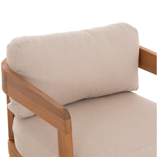 Πολυθρονα lounge εξ.χωρου solara hm6513 ξυλο ακακιασ φυσικο-μαξιλαρια εκρου 75x70x75υεκ **