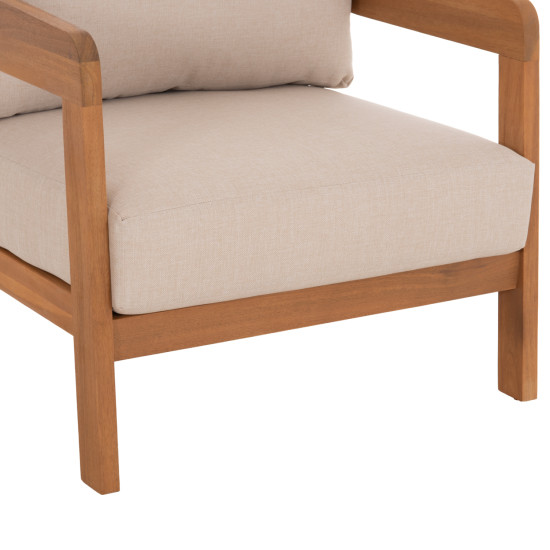 Πολυθρονα lounge εξ.χωρου solara hm6513 ξυλο ακακιασ φυσικο-μαξιλαρια εκρου 75x70x75υεκ **