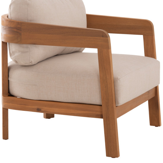 Πολυθρονα lounge εξ.χωρου solara hm6513 ξυλο ακακιασ φυσικο-μαξιλαρια εκρου 75x70x75υεκ **