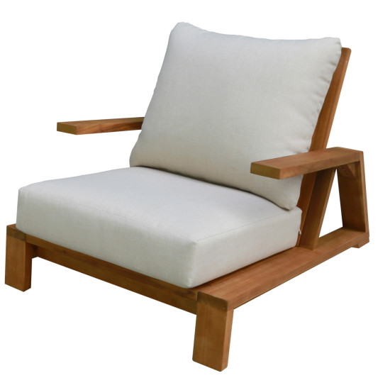 Πολυθρονα lounge mirex hm6641 ξυλο ακακιασ φυσικο-εκρου μαξιλαρια 80x96x62υεκ **