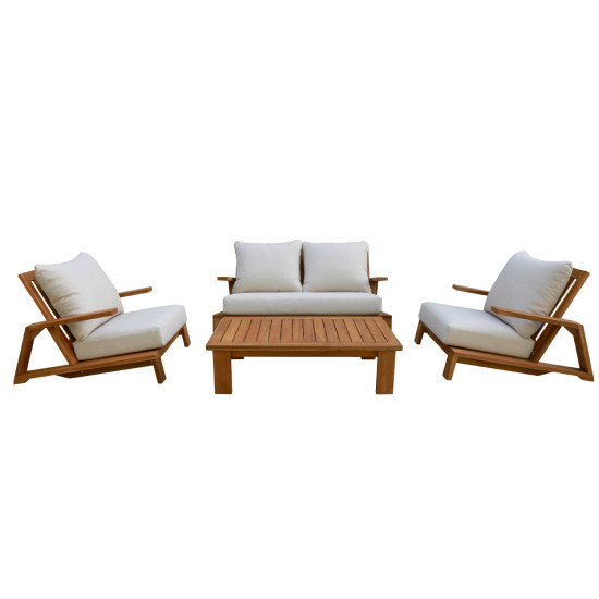Πολυθρονα lounge mirex hm6641 ξυλο ακακιασ φυσικο-εκρου μαξιλαρια 80x96x62υεκ **