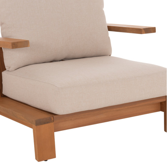 Πολυθρονα lounge mirex hm6641 ξυλο ακακιασ φυσικο-εκρου μαξιλαρια 80x96x62υεκ **