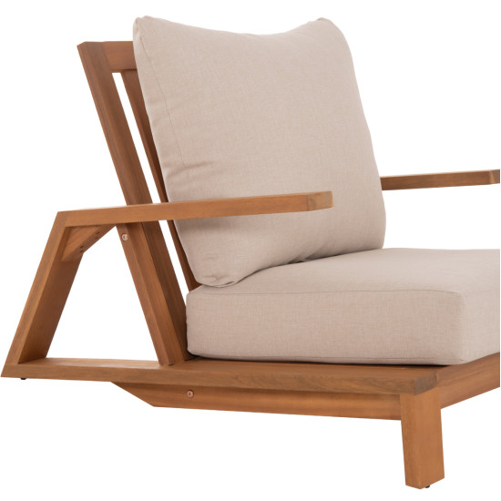 Πολυθρονα lounge mirex hm6641 ξυλο ακακιασ φυσικο-εκρου μαξιλαρια 80x96x62υεκ **