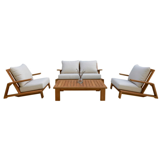 Σετ σαλονι lounge 4τμχ mirex hm6521 ξυλο ακακιασ--πολυεστερικα μαξιλαρια εκρου **