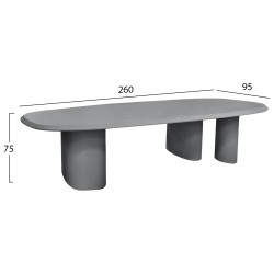 Τραπεζι τραπεζαριασ fiber cement οβαλ glen hm6598.01 γκρι 260x95x75υεκ **