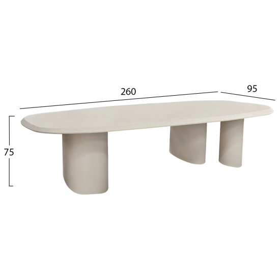 Τραπεζι τραπεζαριασ fiber cement οβαλ glen hm6598.02 μπεζ 260x95x75υεκ **