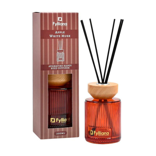 ΑΡΩΜΑΤΙΚΟ ΧΩΡΟΥ "Apple white musk" ΓΥΑΛΙΝΟ ΜΠΟΥΚΑΛΑΚΙ ΜΕ STICKS  FL25240 ΣΕ ΣΥΣΚΕΥΑΣΙΑ ΔΩΡΟΥ ΡΟΖ ΧΡΩΜΑ 200ml