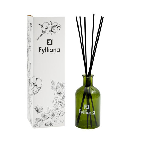 ΑΡΩΜΑΤΙΚΟ ΧΩΡΟΥ ΓΥΑΛΙΝΟ ΜΠΟΥΚΑΛΑΚΙ ΜΕ STICKS  FL013 "ΣΑΜΠΑΝΙΑ" ΚΑΙ ΣΥΣΚΕΥΑΣΙΑ ΔΩΡΟΥ ΠΡΑΣΙΝΟ ΧΡΩΜΑ 200ml