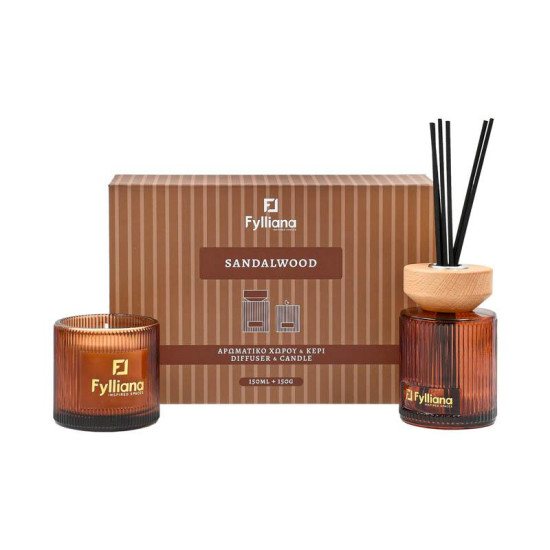 ΑΡΩΜΑΤΙΚΟ ΣΕΤ ΔΩΡΟΥ "Sandalwood"  FL25161 (Διαχύτης 150ml + Κερί 150g)