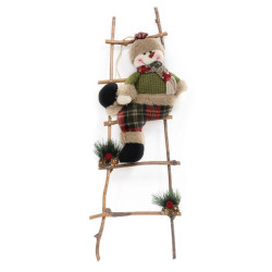 ΧΡΙΣΤΟΥΓΕΝΝΙΑΤΙΚΗ ΔΙΑΚΟΣΜΗΤΙΚΗ ΦΙΓΟΥΡΑ "SANTA+SNOWMAN ΙΝ LADDER" 1/2 ΚΟΚΚΙΝΟ-ΠΡΑΣΙΝΟ 18x18x60εκ