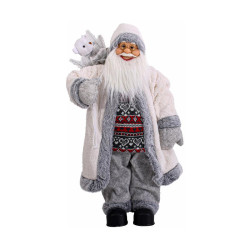 ΧΡΙΣΤΟΥΓΕΝΝΙΑΤΙΚΗ ΦΙΓΟΥΡΑ ΑΓΙΟΣ ΒΑΣΙΛΗΣ  FL241401 ΛΕΥΚΟ-ΓΚΡΙ ΧΡΩΜΑ 60εκ