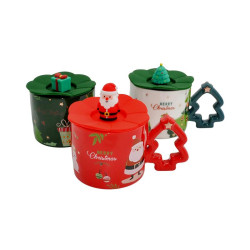 ΧΡΙΣΤΟΥΓΕΝΝΙΑΤΙΚΗ ΚΕΡΑΜΙΚΗ ΚΟΥΠΑ ME ΚΑΠΑΚΙ 1/4  FL8110  ΚΟΚΚΙΝΟ ΠΡΑΣΙΝΟ ΡΟΖ ΛΕΥΚΟ 8.5x11εκ