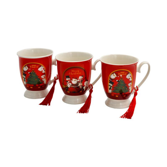 ΧΡΙΣΤΟΥΓΕΝΝΙΑΤΙΚΗ ΚΕΡΑΜΙΚΗ ΚΟΥΠΑ "SANTA CLAUS"  FL729  ΚΟΚΚΙΝΟ 8.5x11εκ