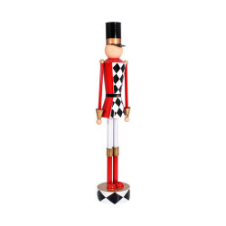 ΧΡΙΣΤΟΥΓΕΝΝΙΑΤΙΚΟ ΔΙΑΚΟΣΜΗΤΙΚΟ ΜΕΤΑΛΛΙΚΟΣ ΜΟΛΥΒΕΝΙΟΣ ΣΤΡΑΤΙΩΤΗΣ  FL031 ΛΕΥΚΟ-ΜΑΥΡΟ-ΚΟΚΚΙΝΟ 13x10x60εκ