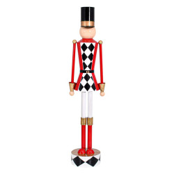 ΧΡΙΣΤΟΥΓΕΝΝΙΑΤΙΚΟ ΔΙΑΚΟΣΜΗΤΙΚΟ ΜΕΤΑΛΛΙΚΟΣ ΜΟΛΥΒΕΝΙΟΣ ΣΤΡΑΤΙΩΤΗΣ  FL031 ΛΕΥΚΟ-ΜΑΥΡΟ-ΚΟΚΚΙΝΟ 26x20x110εκ