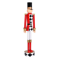 ΧΡΙΣΤΟΥΓΕΝΝΙΑΤΙΚΟ ΔΙΑΚΟΣΜΗΤΙΚΟ ΜΕΤΑΛΛΙΚΟΣ ΜΟΛΥΒΕΝΙΟΣ ΣΤΡΑΤΙΩΤΗΣ  FL031 ΛΕΥΚΟ-ΜΑΥΡΟ-ΚΟΚΚΙΝΟ 26x20x110εκ