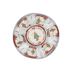 ΧΡΙΣΤΟΥΓΕΝΝΙΑΤΙΚΟ ΚΕΡΑΜΙΚO ΣΕΤ ΚΑΦΕ 6 ΤΕΜ ΣΕ ΚΟΥΤΙ  FL80068 ΛΕΥΚΟ-ΚΟΚΚΙΝΟ ΧΡΩΜΑ