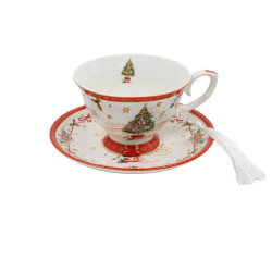 ΧΡΙΣΤΟΥΓΕΝΝΙΑΤΙΚΟ ΚΕΡΑΜΙΚO ΣΕΤ ΚΑΦΕ 6 ΤΕΜ ΣΕ ΚΟΥΤΙ  FL80068 ΛΕΥΚΟ-ΚΟΚΚΙΝΟ ΧΡΩΜΑ