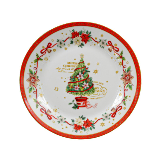 ΧΡΙΣΤΟΥΓΕΝΝΙΑΤΙΚΟ ΚΕΡΑΜΙΚΟ ΣΕΤ ΠΑΣΤΑΣ 6 ΤΕΜ ΣΕ ΚΟΥΤΙ  FL669017 ΛΕΥΚΟ-ΚΟΚΚΙΝΟ 19εκ