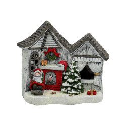 ΧΡΙΣΤΟΥΓΕΝΝΙΑΤΙΚΟ ΚΕΡΑΜΙΚΟ ΣΠΙΤΙ ΜΕ ΑΓΙΟ ΒΑΣΙΛΗ  FL236107 ΓΚΡΙ-ΛΕΥΚΟ-ΚΟΚΚΙΝΟ ΧΡΩΜΑ 44x20x36εκ