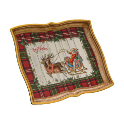 ΧΡΙΣΤΟΥΓΕΝΝΙΑΤΙΚΟΣ ΠΛΑΣΤΙΚΟΣ ΔΙΣΚΟΣ ΣΕΡΒΙΡΙΣΜΑΤΟΣ  FL10141 ΚΟΚΚΙΝΟ-ΛΕΥΚΟ 43x32x3εκ