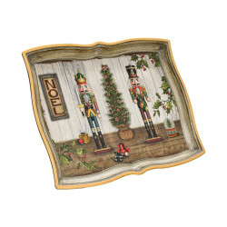 ΧΡΙΣΤΟΥΓΕΝΝΙΑΤΙΚΟΣ ΠΛΑΣΤΙΚΟΣ ΔΙΣΚΟΣ ΣΕΡΒΙΡΙΣΜΑΤΟΣ  FL10142 ΚΟΚΚΙΝΟ-ΛΕΥΚΟ-ΚΑΦΕ 43x32x3εκ