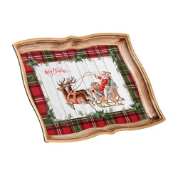 ΧΡΙΣΤΟΥΓΕΝΝΙΑΤΙΚΟΣ ΠΛΑΣΤΙΚΟΣ ΔΙΣΚΟΣ ΣΕΡΒΙΡΙΣΜΑΤΟΣ  FL10281 ΚΟΚΚΙΝΟ-ΛΕΥΚΟ 35x24x3εκ