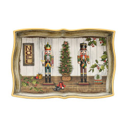 ΧΡΙΣΤΟΥΓΕΝΝΙΑΤΙΚΟΣ ΠΛΑΣΤΙΚΟΣ ΔΙΣΚΟΣ ΣΕΡΒΙΡΙΣΜΑΤΟΣ  FL10282 ΚΟΚΚΙΝΟ-ΛΕΥΚΟ-ΚΑΦΕ 35x24x3εκ