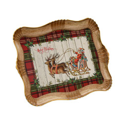 ΧΡΙΣΤΟΥΓΕΝΝΙΑΤΙΚΟΣ ΠΛΑΣΤΙΚΟΣ ΔΙΣΚΟΣ ΣΕΡΒΙΡΙΣΜΑΤΟΣ  FL10551 ΚΟΚΚΙΝΟ-ΛΕΥΚΟ 43x30x3εκ