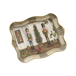 ΧΡΙΣΤΟΥΓΕΝΝΙΑΤΙΚΟΣ ΠΛΑΣΤΙΚΟΣ ΔΙΣΚΟΣ ΣΕΡΒΙΡΙΣΜΑΤΟΣ  FL10552 ΚΟΚΚΙΝΟ-ΛΕΥΚΟ-ΚΑΦΕ 43x30x3εκ