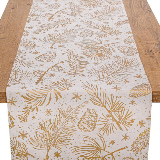 ΔΙΑΚΟΣΜΗΤΙΚΗ ΧΡΙΣΤΟΥΓΕΝΝΙΑΤΙΚΗ ΤΡΑΒΕΡΣΑ  FL286 ΜΠΕΖ ΜΕ ΧΡΥΣΟ 40x140εκ